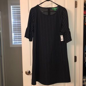 Black dress with light blue stripes